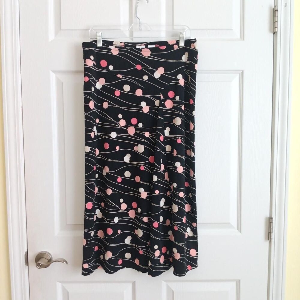 Emma James Women's Boho black Polka Dot Maxi Skirt Size Medium